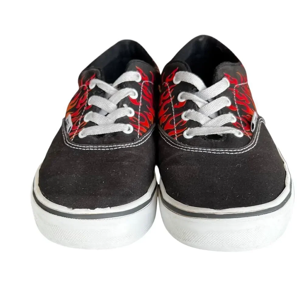 VANS Doheny Flames Fire Black canvas Y2K SK8 skate Streetwear youth size 6